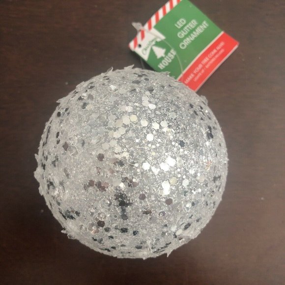 Glittery LED Holiday Ball Ornament - Picture 1 of 4